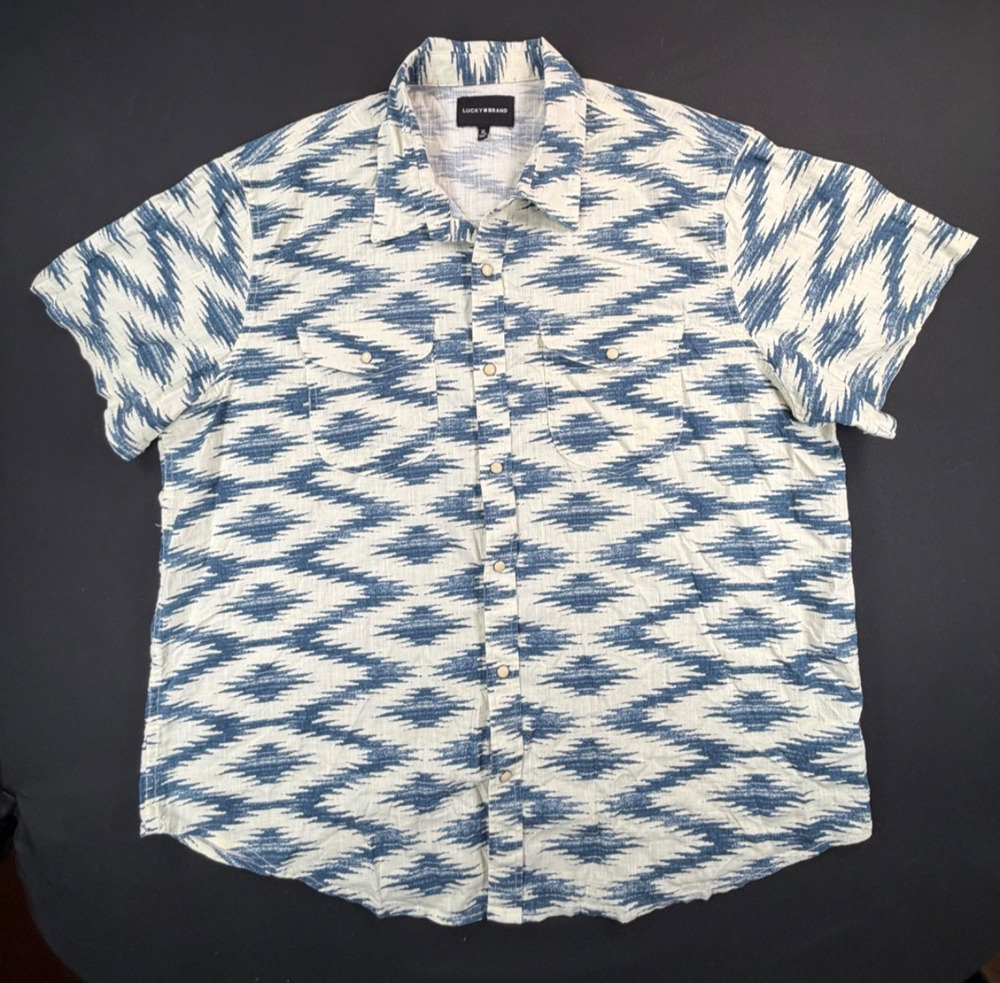 Lucky Brand Short Sleeve Button Up Shirt (Men's XL)